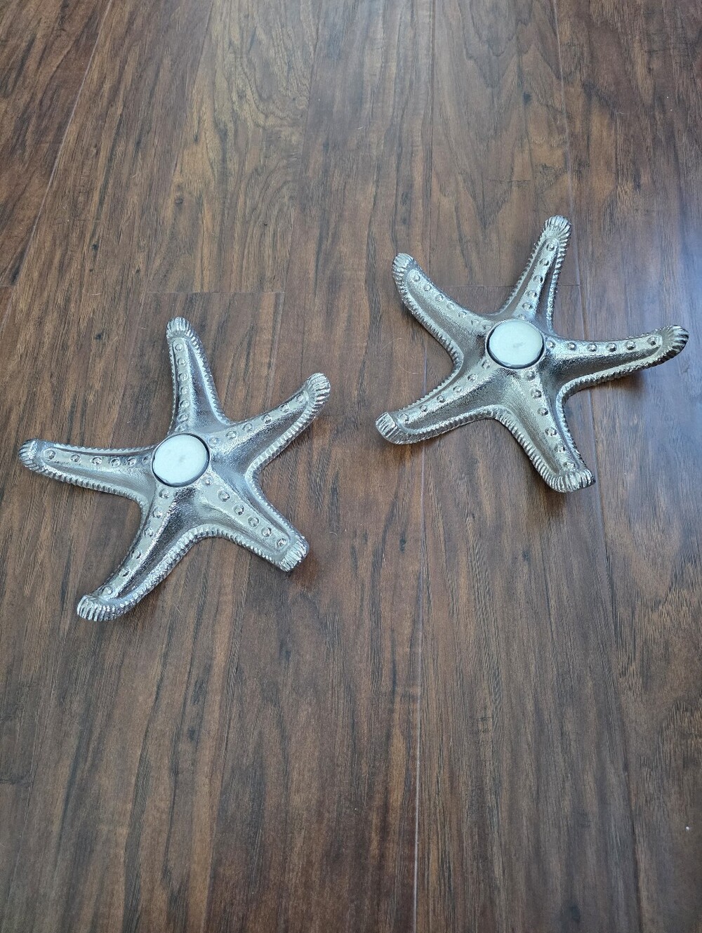 Silver Starfish Tea Light Holders Metal Set Of 2